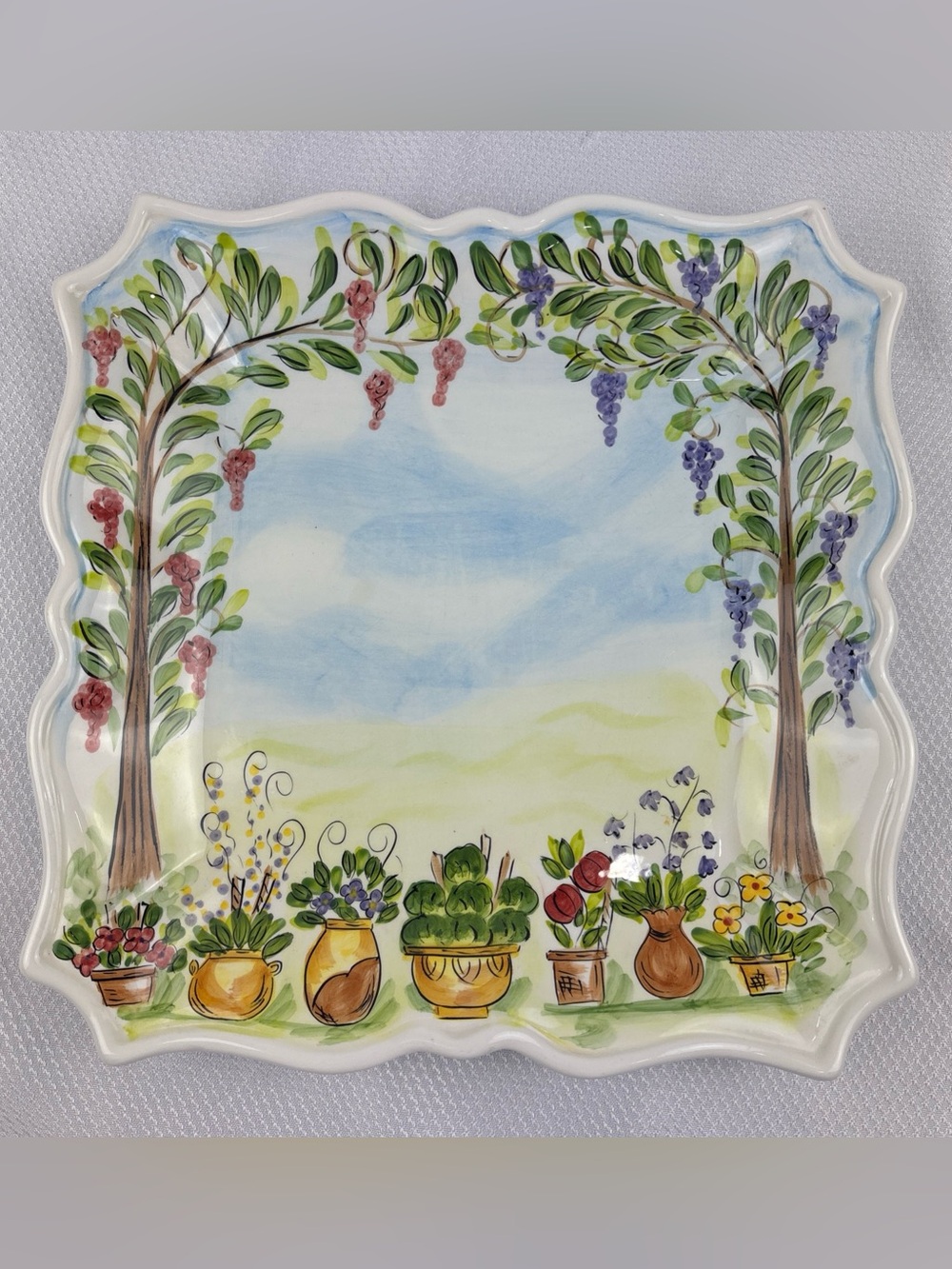 Tabletops Unlimited Ma Maison Dario Farrucci 11” Square Dinner Plate Hand Paint